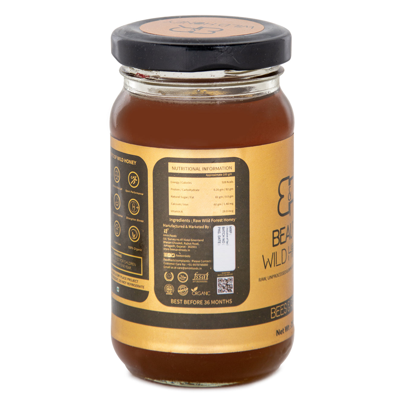 BEES N ROOTS BEAUTY WILD HONEY BY SAHIL KHAN | UNPROCESSED AND UNPASTEURIZED NATURAL HONEY | 250 g